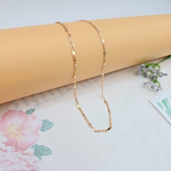 Rose Gold Figaro Chain Necklace with High Polish Finish - 44cm, XPNL0054 - Picture 3 of 12